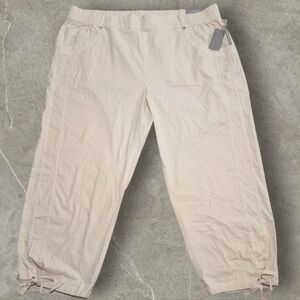 NWT Soft Surroundings Women's Cotton Straight Leg Crop Pants In Cream 2X (22W)